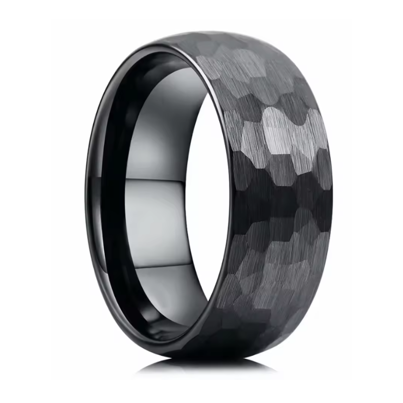 Black Brushed Stainless Steel Couple Ring Fashion