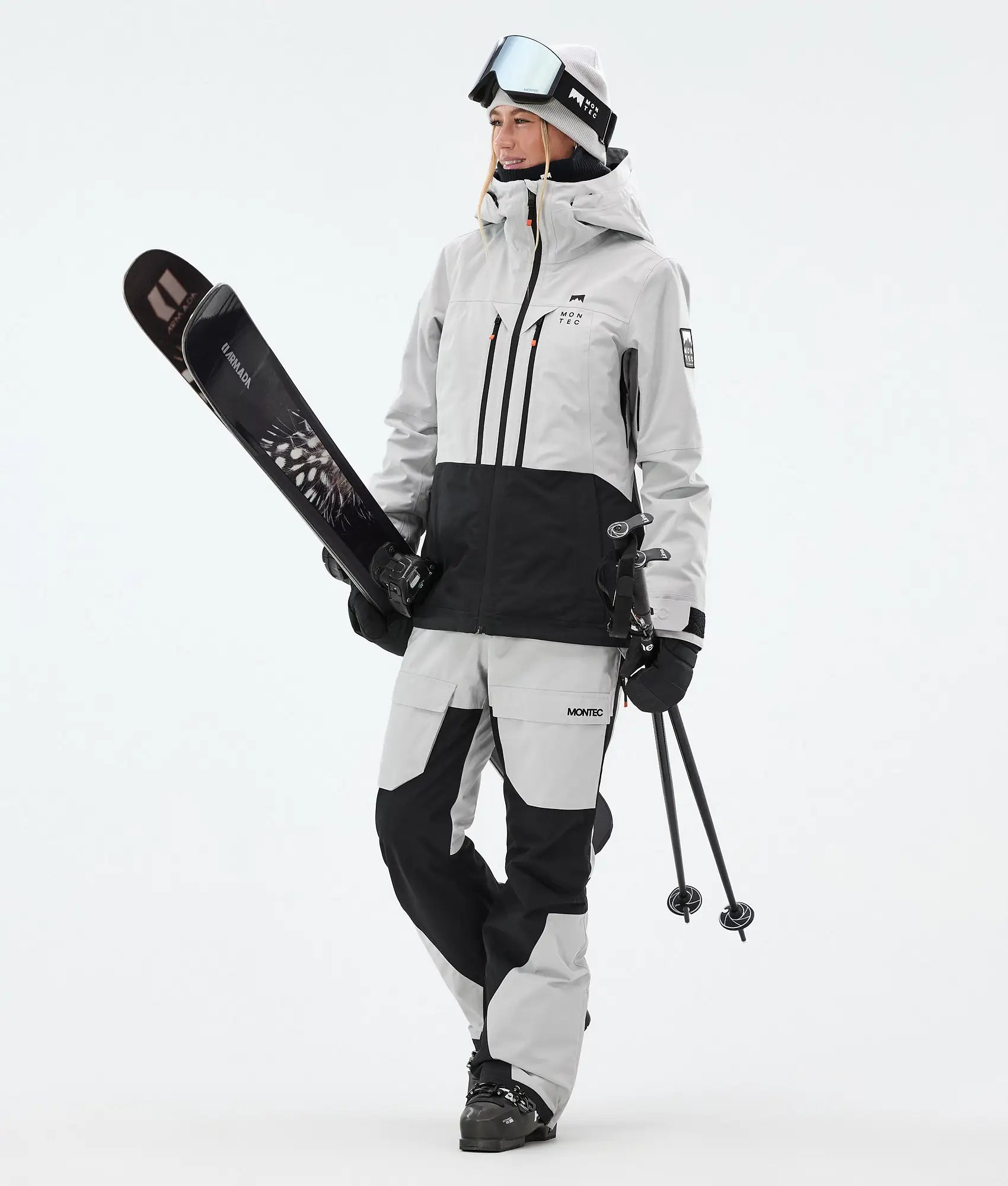 Cloud W Skijacke Damen Light Grey/Black