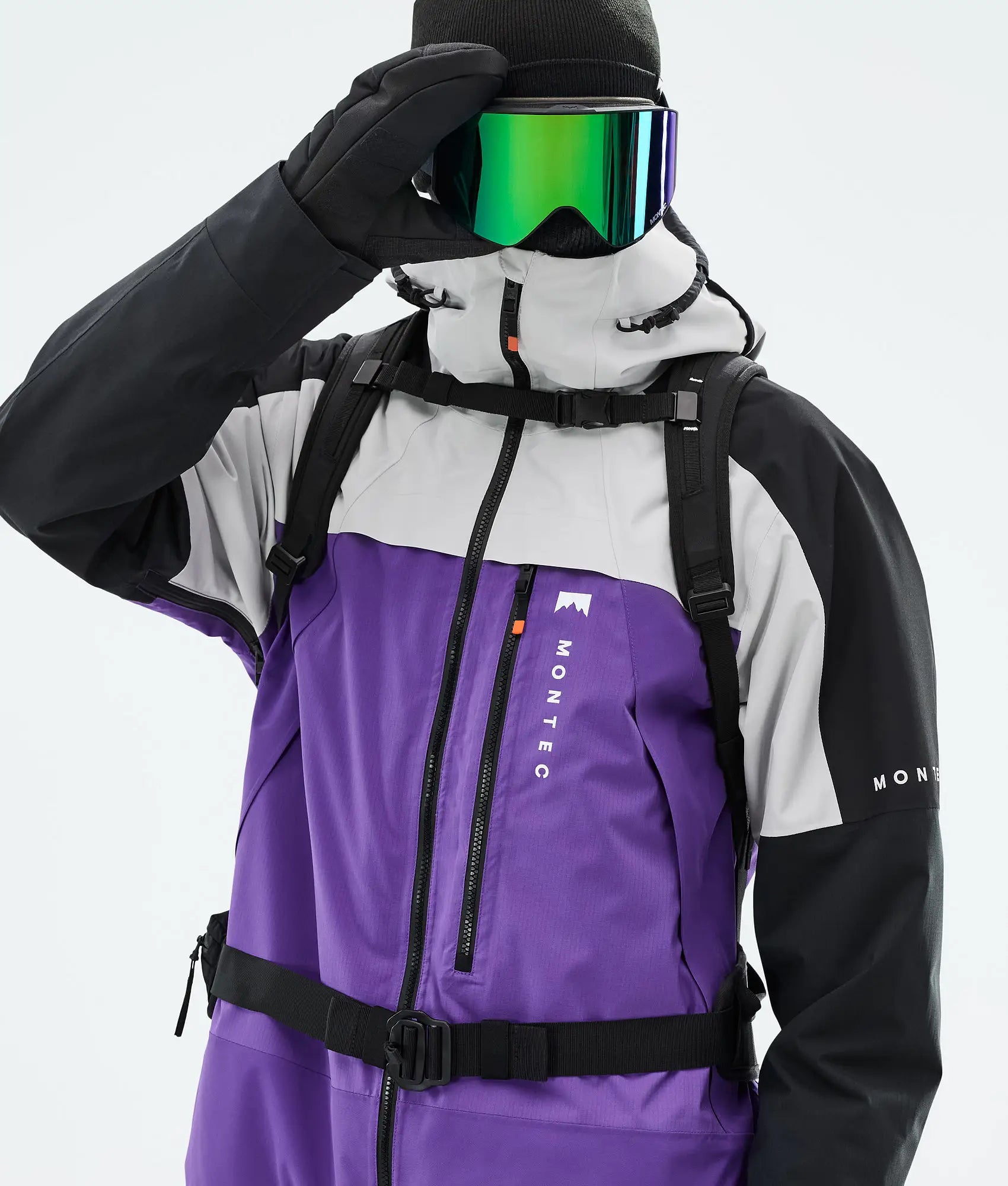 Truston Skijacke Herren Light Grey/Black/Vivid Purple