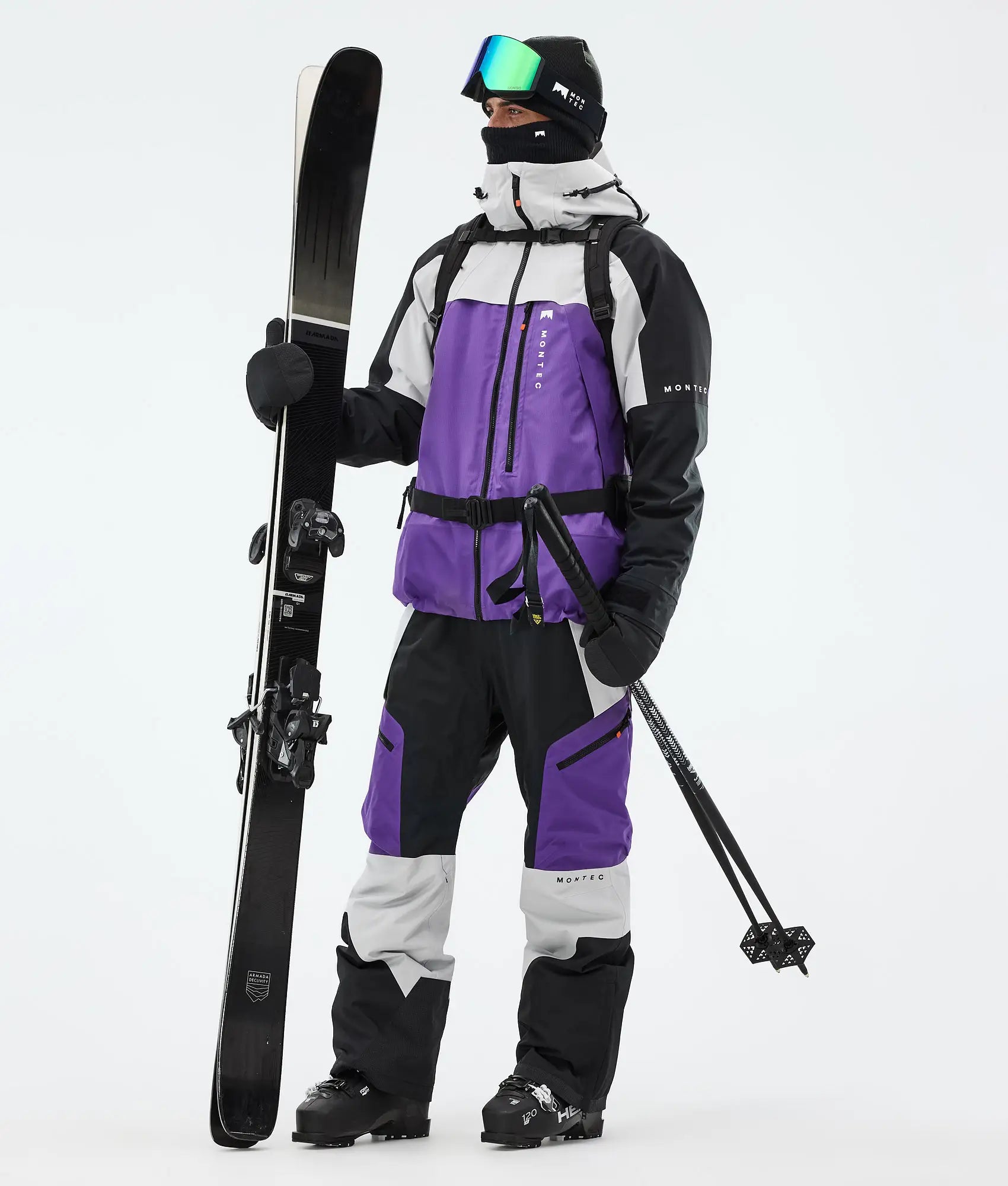Truston Skijacke Herren Light Grey/Black/Vivid Purple