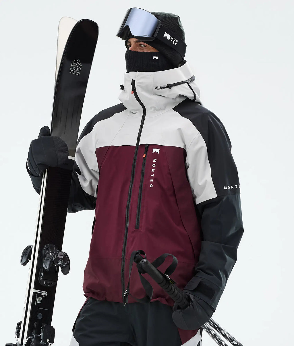 Truston Skijacke Herren Light Grey/Black/Burgundy
