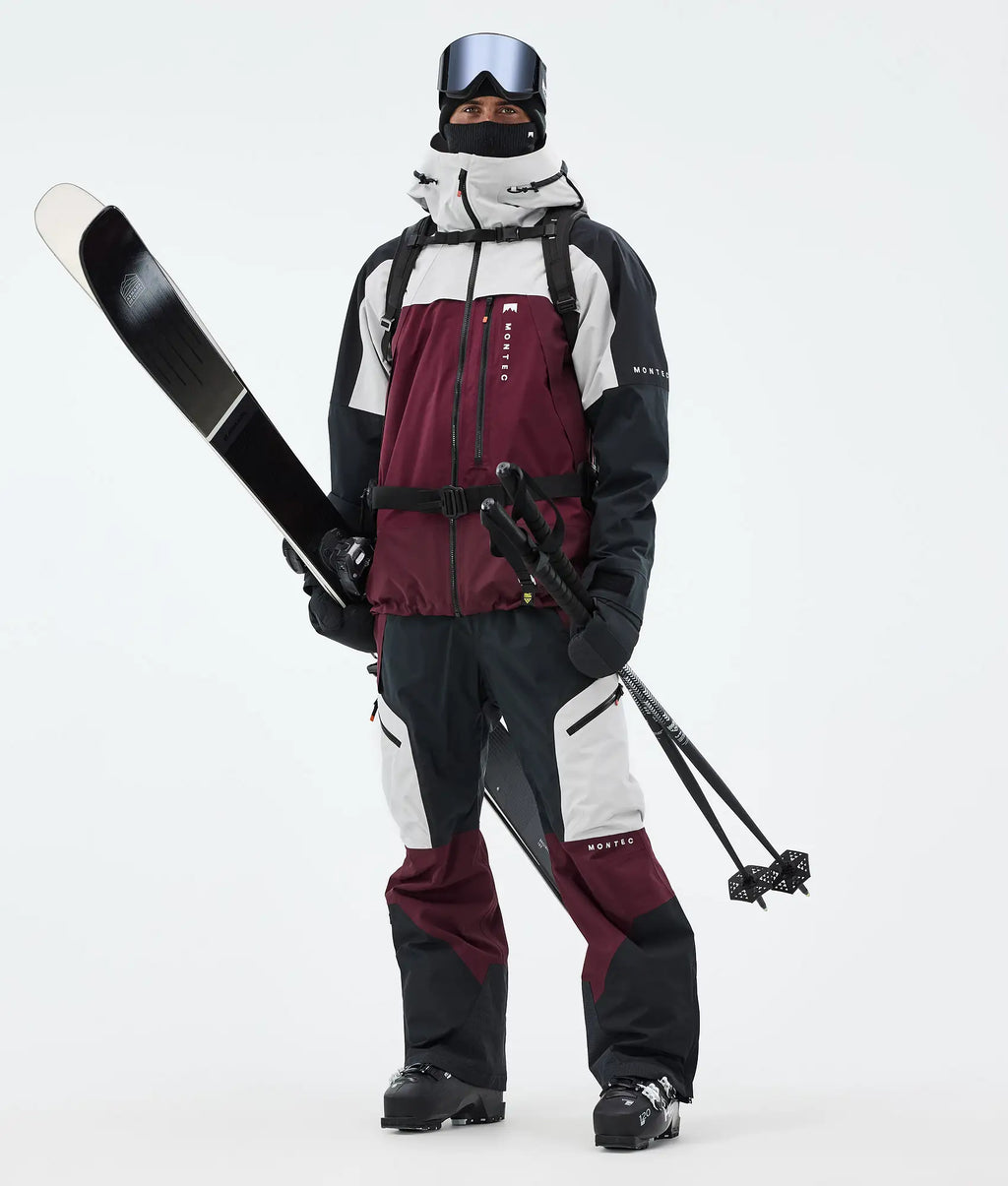 Truston Skijacke Herren Light Grey/Black/Burgundy