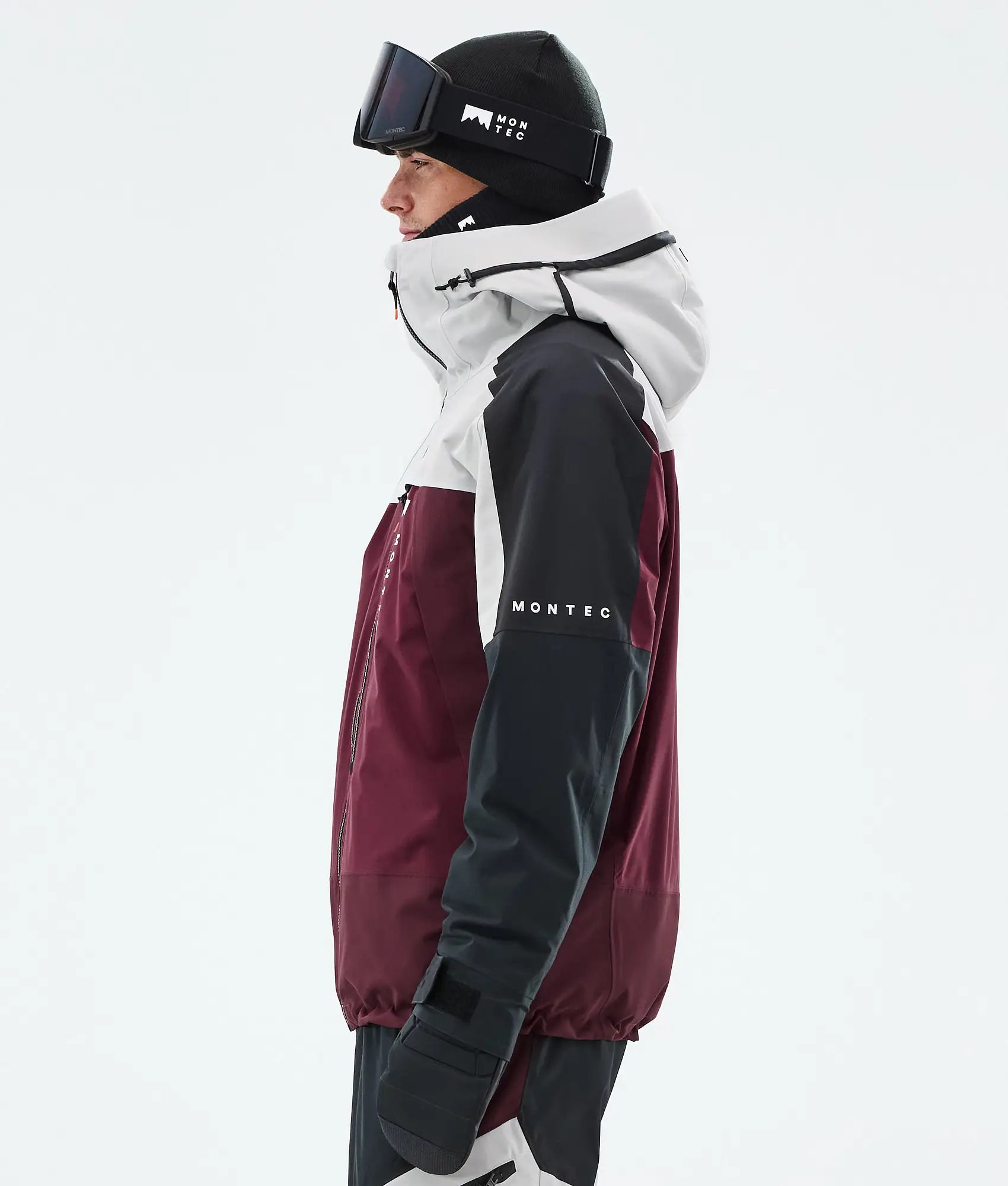 Truston Skijacke Herren Light Grey/Black/Burgundy