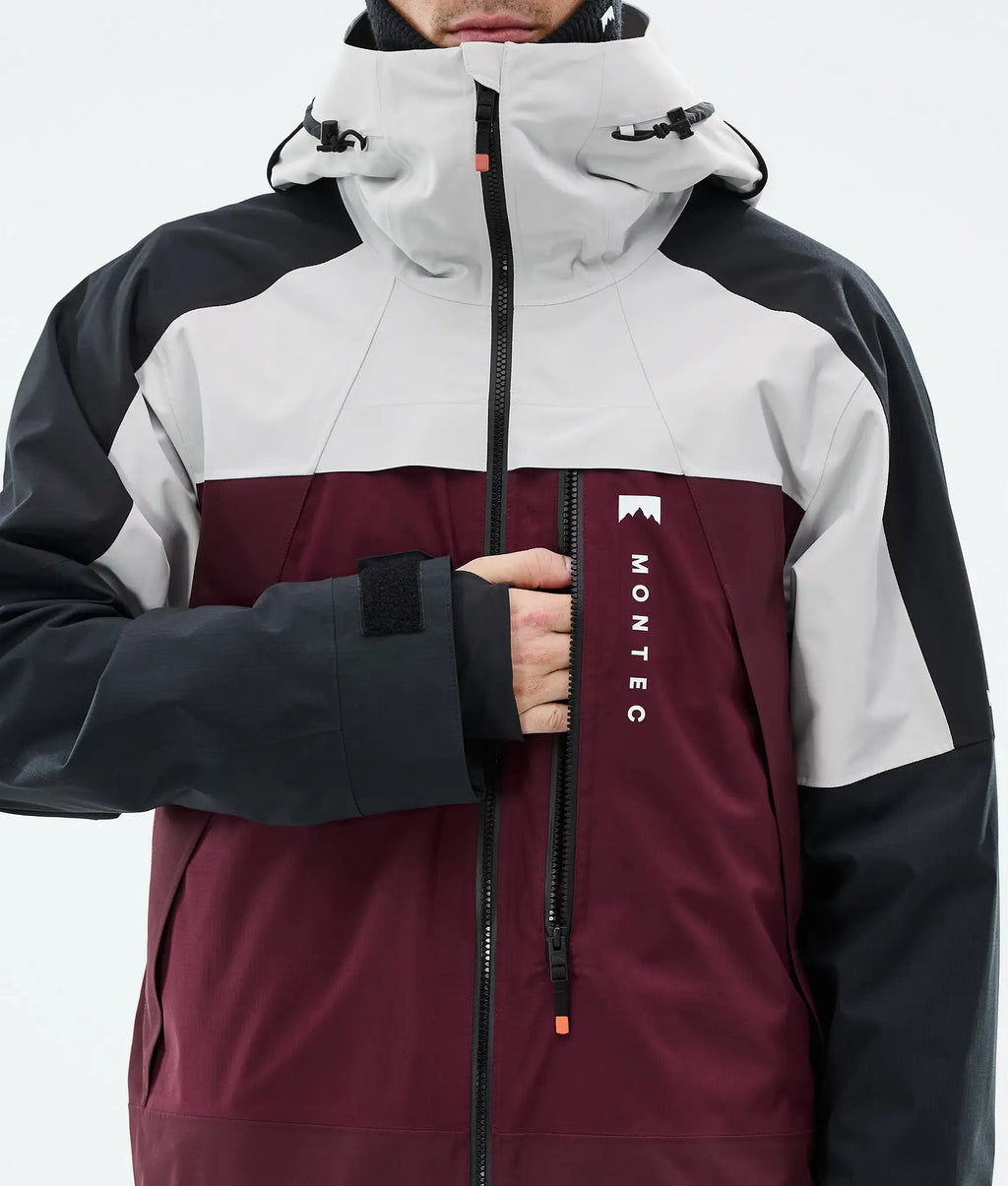 Truston Skijacke Herren Light Grey/Black/Burgundy