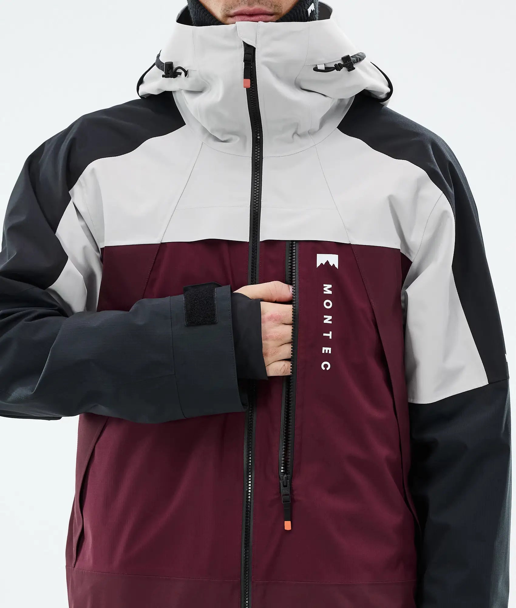 Truston Skijacke Herren Light Grey/Black/Burgundy