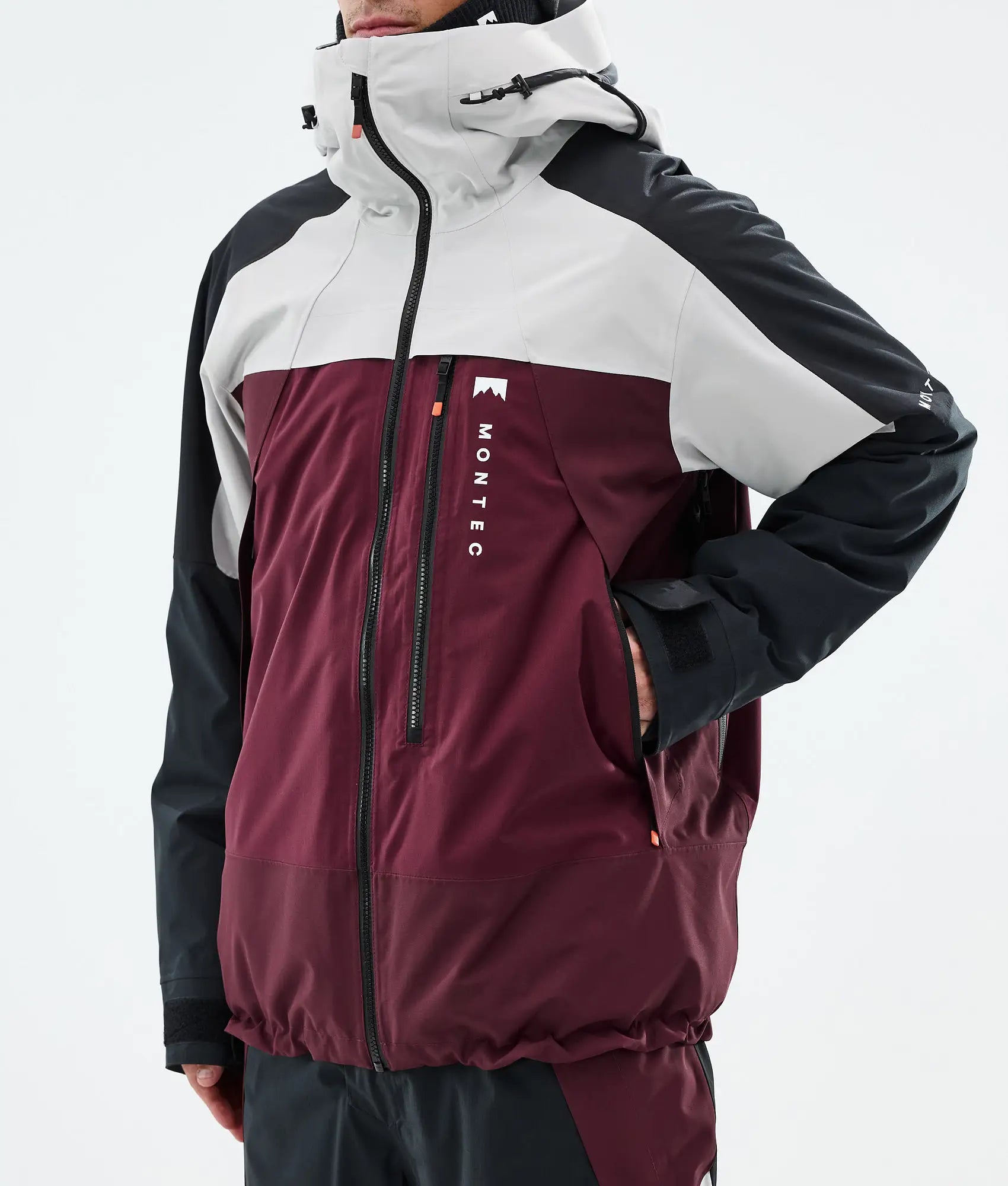 Truston Skijacke Herren Light Grey/Black/Burgundy