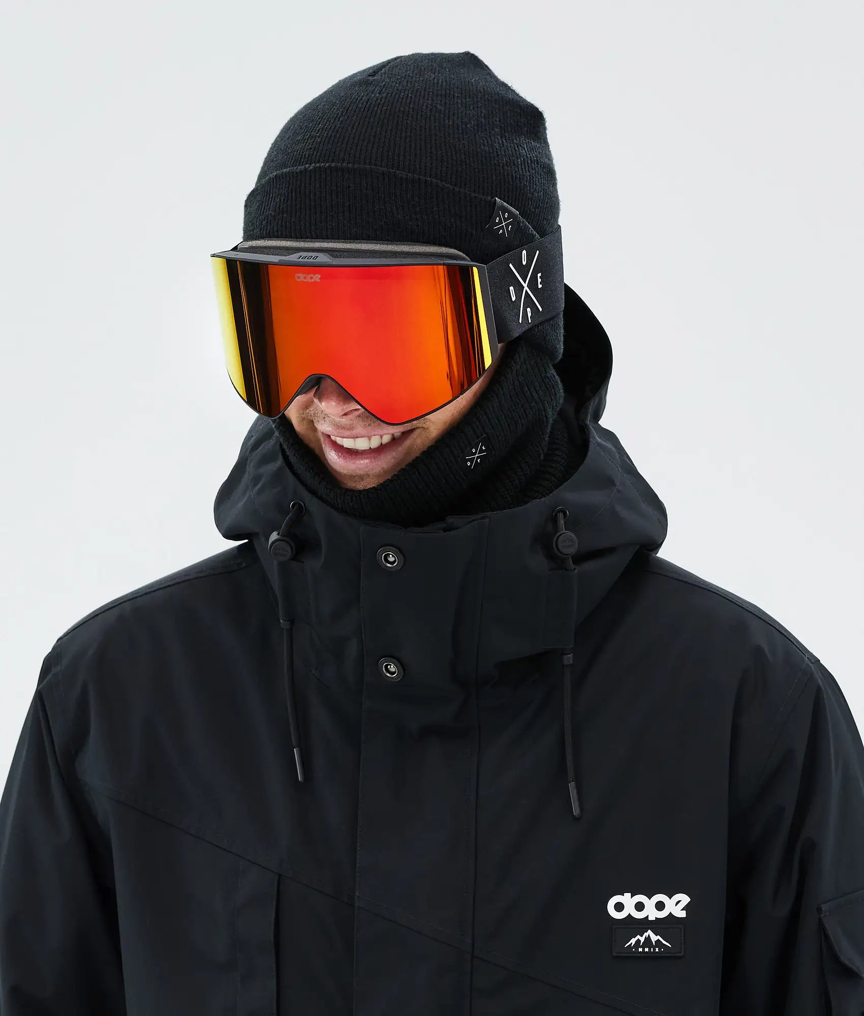 Light - Skibrille Black/Red Mirror