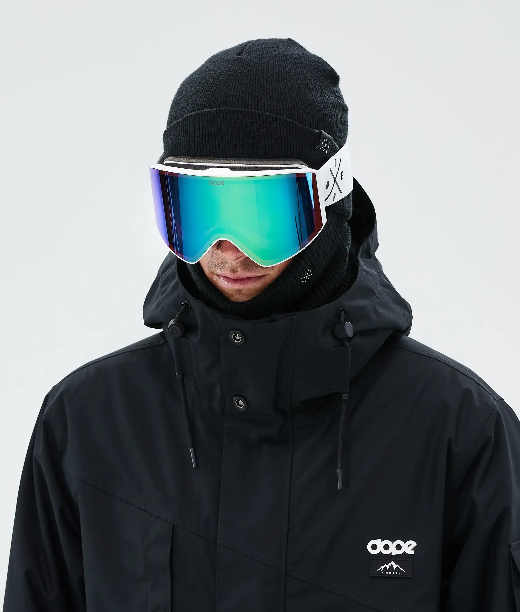 Light - Skibrille White/Green Mirror